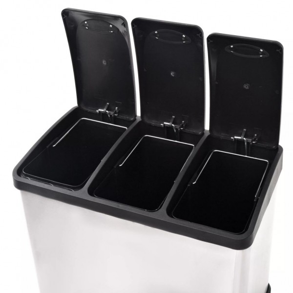 Cubo de reciclaje y basura con pedal acero inoxidable 24 L M 5