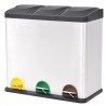 Cubo de reciclaje y basura con pedal acero inoxidable 54 L 1