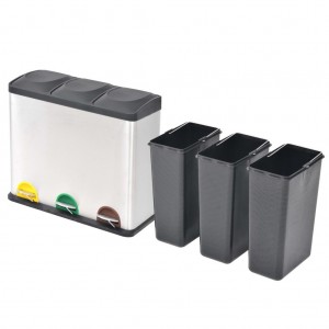 Cubo de reciclaje y basura con pedal acero inoxidable 54 L H