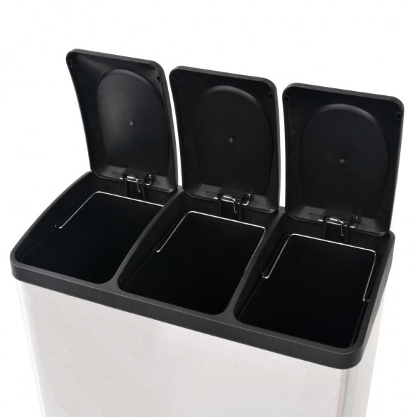 Cubo de reciclaje y basura con pedal acero inoxidable 54 L M 5