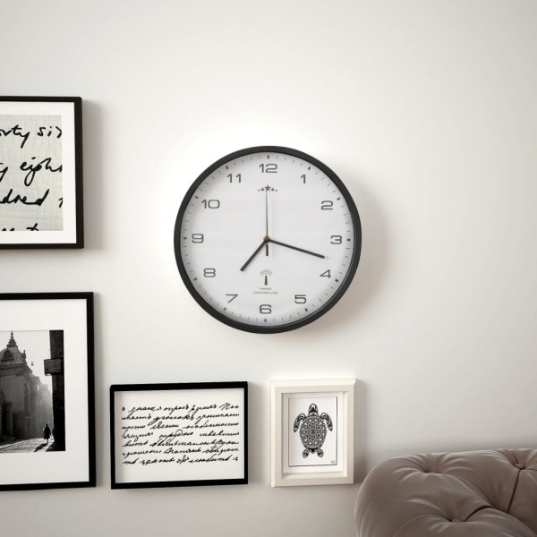 Reloj radiocontrol de pared cuarzo blanco y negro 31 cm M 2