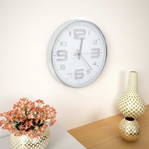 Reloj de pared 30 cm plateado H