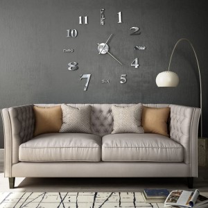 Reloj de pared 3D de diseño moderno 100 cm XXL plateado H