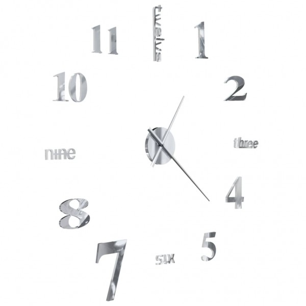 Reloj de pared 3D de diseño moderno 100 cm XXL plateado M 4