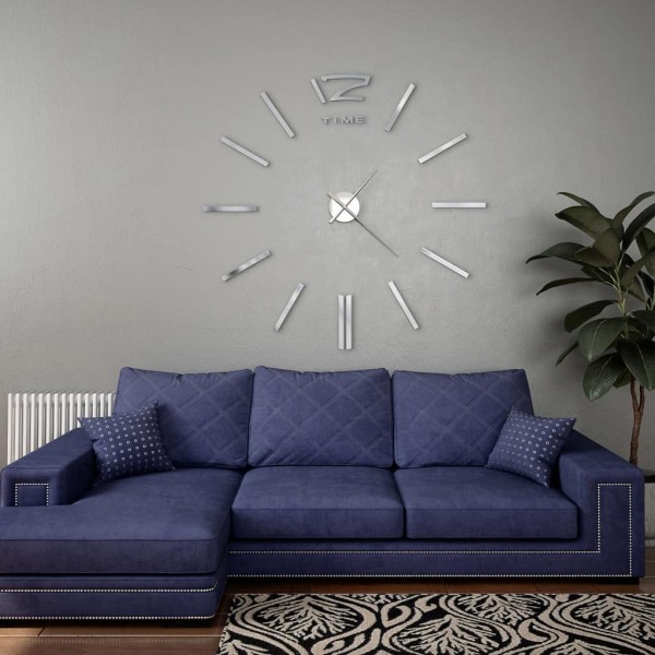 Reloj de pared 3D con diseño moderno 100 cm XXL plateado M 2