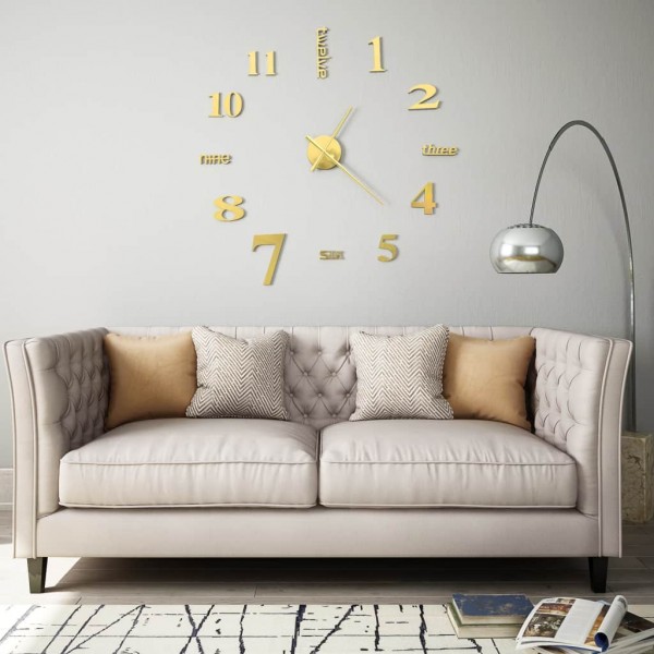 Reloj 3D de pared con diseño moderno 100 cm XXL dorado M 2
