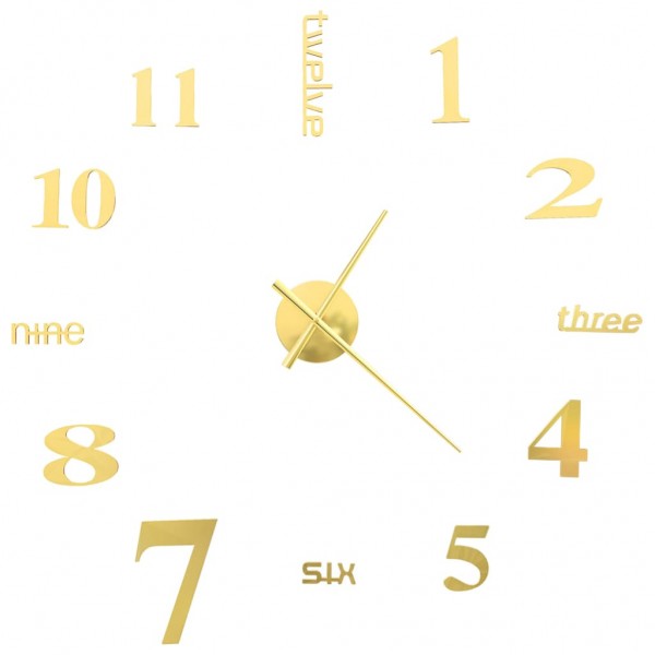 Reloj 3D de pared con diseño moderno 100 cm XXL dorado M 3