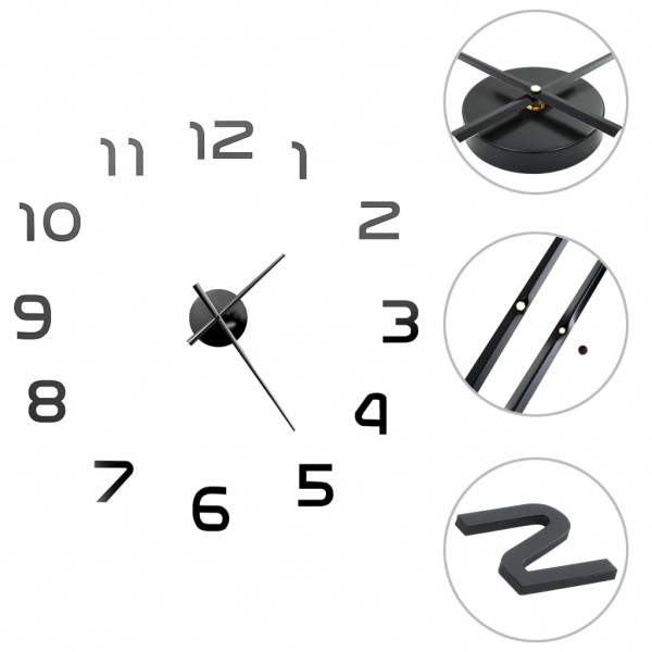 Reloj 3D de pared con diseño moderno 100 cm XXL negro D