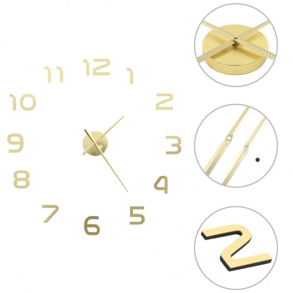Reloj de pared 3D con diseño moderno 100 cm XXL dorado D