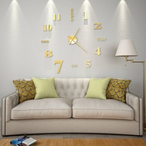 Relógio de parede 3D com design moderno 100 cm XXL dourado H