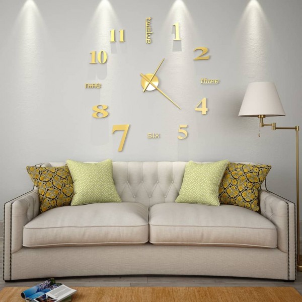 Relógio de parede 3D com design moderno 100 cm XXL dourado M 2