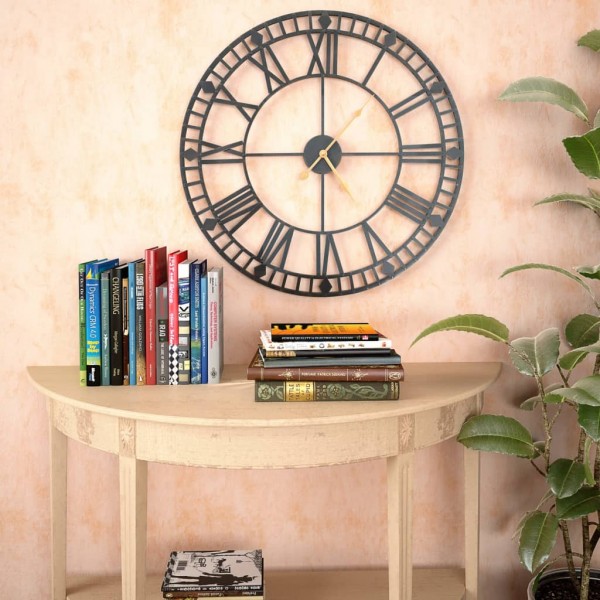 Reloj de pared vintage movimiento cuarzo metal 60 cm XXL M 2