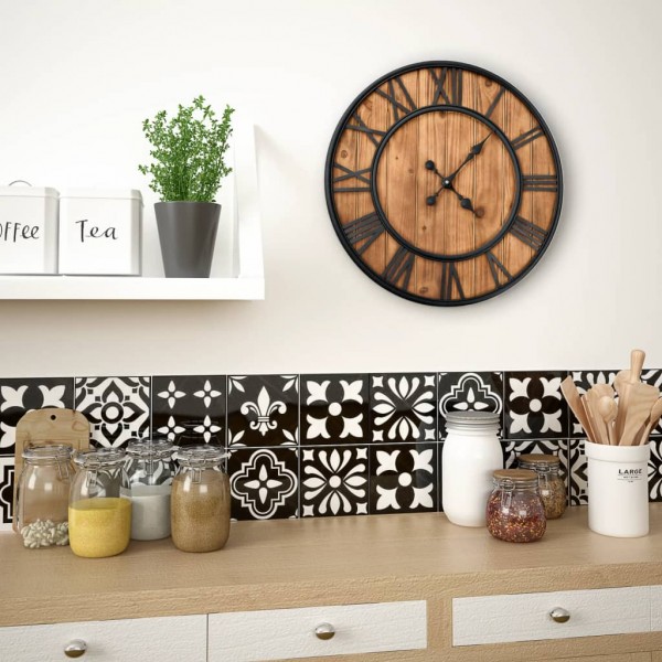 Reloj de pared vintage movimiento cuarzo madera metal 60 cm XXL M 2