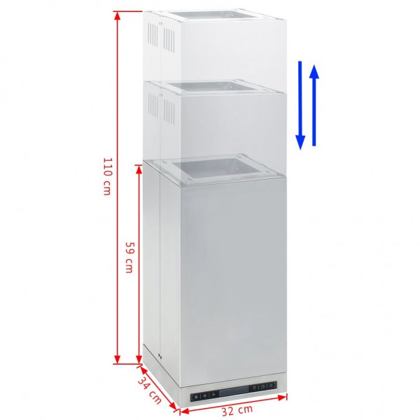 Campana extractora isla pantalla LCD sensor táctil 756 m³/h LED M 3