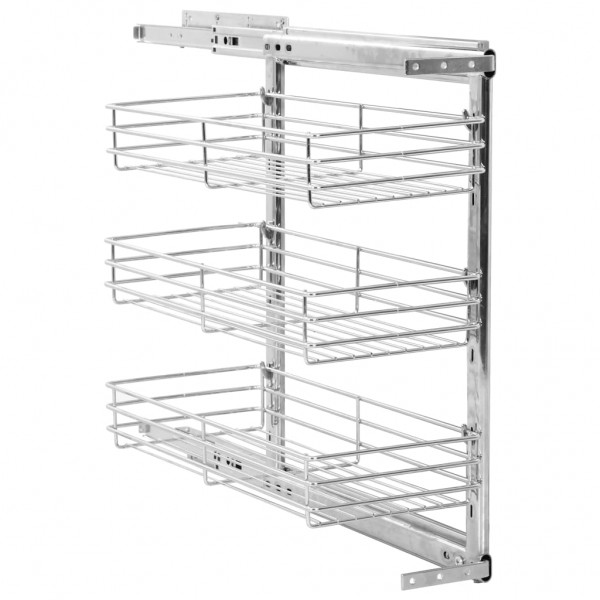 Unidade cestos arame para cozinha 3 pcs 47x25x56 cm prateado M 4