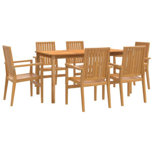 Conjunto de jantar para jardim 7 pcs madeira de teca maciça H