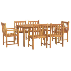 7 pcs conjunto de jantar para jardim madeira de acácia maciça H
