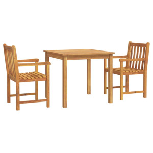 3 pcs conjunto de jantar para jardim madeira de acácia maciça H