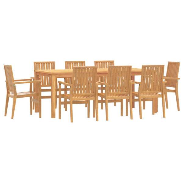 Juego de comedor para jardín 9 piezas madera maciza de teca M 2