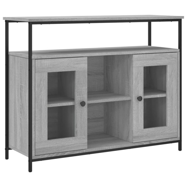 Aparador de madera de ingeniería gris Sonoma 100x35x80 cm M 2