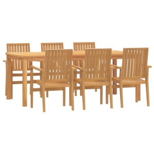 Juego de comedor de jardín 7 piezas madera maciza de teca H