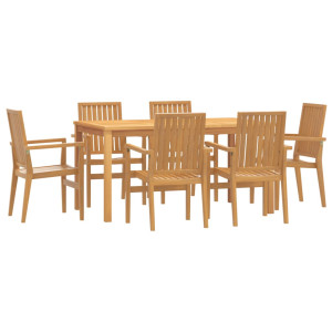 Conjunto de jantar para jardim 7 pcs madeira de teca maciça H