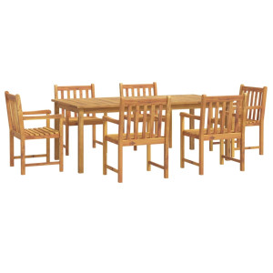 7 pcs conjunto de jantar para jardim madeira de acácia maciça H