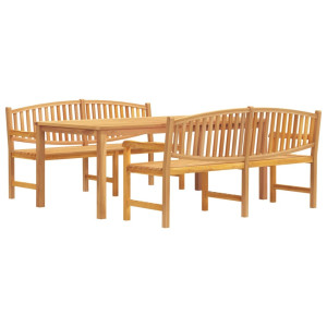 Conjunto de jantar de jardim com 3 peças em madeira maciça de teca H