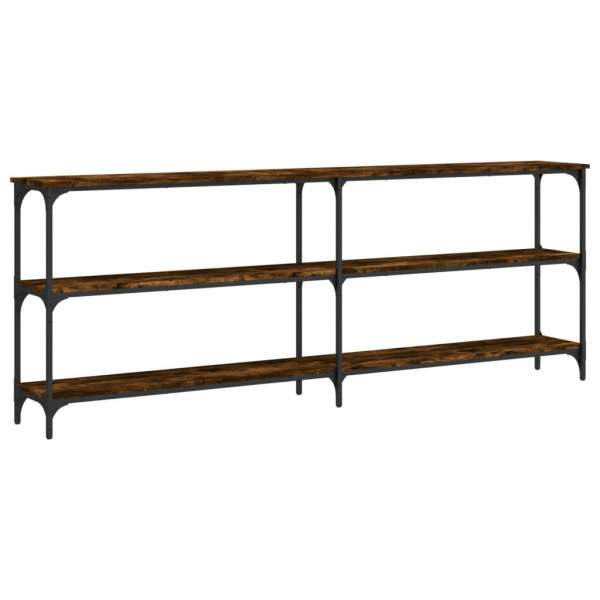 Mesa consola madera de ingeniería roble ahumado 200x29x75 cm M 2