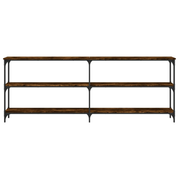 Mesa consola madera de ingeniería roble ahumado 200x29x75 cm M 4
