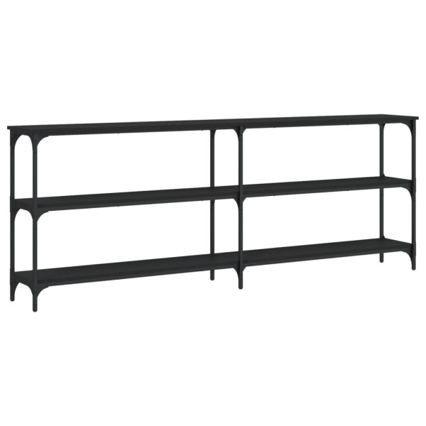 Mesa consola madera de ingeniería negra 200x29x75 cm M 2