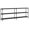 Mesa consola madera de ingeniería negra 200x29x75 cm 2