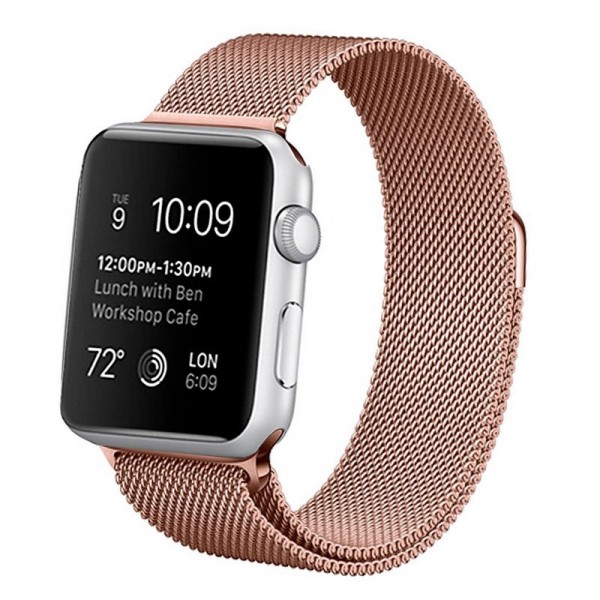 Correa COOL para Apple Watch Series 1 / 2 / 3 / 4 / 5 / 6 / 7 / 8 / 9 / SE (42 / 44 / 45 mm) Metal Rose Gold D