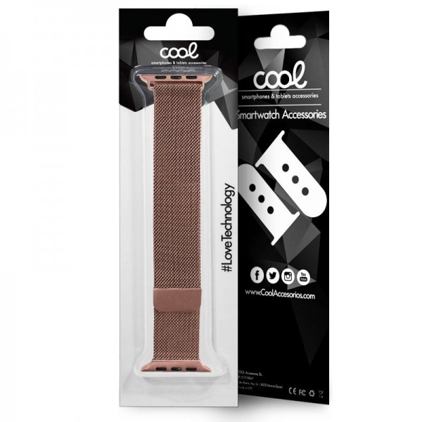Cintura COOL para Apple Série 1 / 2 / 3 / 4 / 5 / 6 / 7 / 8 / 9 / SE (42 / 44 / 45 mm) Metal Rose Gold M 2