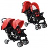 Carrito para 2 niños tandem de acero rojo y negro 1
