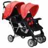 Carrito para 2 niños tandem de acero rojo y negro 2
