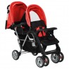 Carrito para 2 niños tandem de acero rojo y negro 3