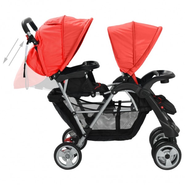 Carrito para 2 niños tandem de acero rojo y negro M 5