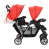 Carrito para 2 niños tandem de acero rojo y negro 5