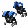 Carrito para 2 niños tandem de acero azul y negro 1