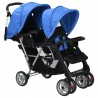 Carrito para 2 niños tandem de acero azul y negro 2