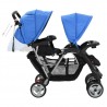 Carrito para 2 niños tandem de acero azul y negro 5