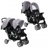 Carrito para 2 niños tandem de acero gris y negro 1
