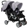 Carrito para 2 niños tandem de acero gris y negro 2