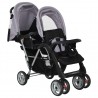 Carrito para 2 niños tandem de acero gris y negro 3