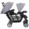 Carrito para 2 niños tandem de acero gris y negro 4
