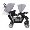 Carrito para 2 niños tandem de acero gris y negro 5