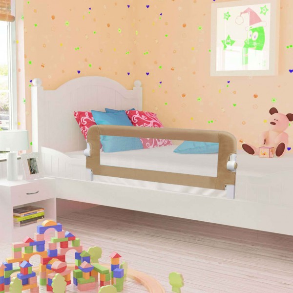 Barandilla de seguridad cama de niño poliéster taupe 102x42 cm D