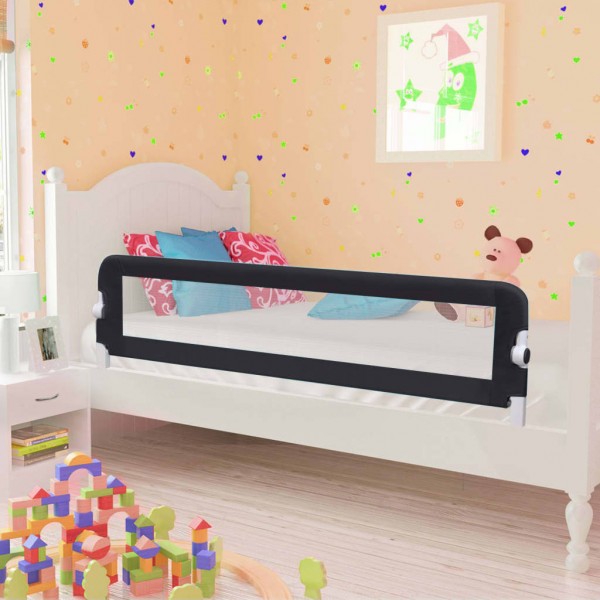 Barandilla de seguridad cama de niño poliéster gris 150x42 cm D