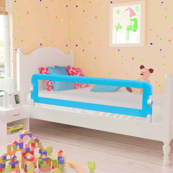 Barandilla de seguridad cama de niño poliéster azul 120x42 cm D
